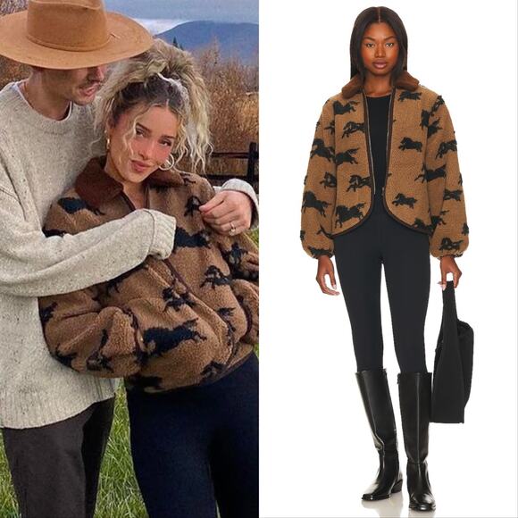 The GREAT Pasture Fleece Horse Sherpa Jacket Light Hickory Brown - Picture 2 of 6